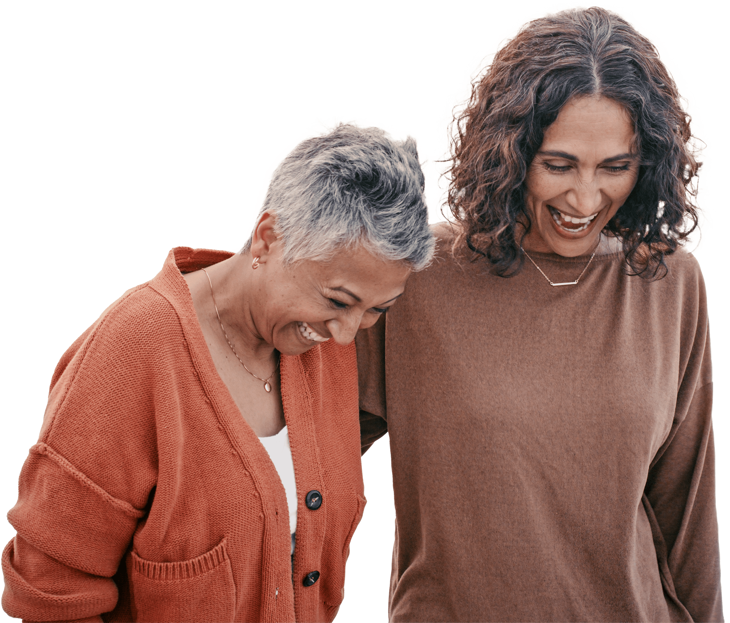 Two ladies laughing together